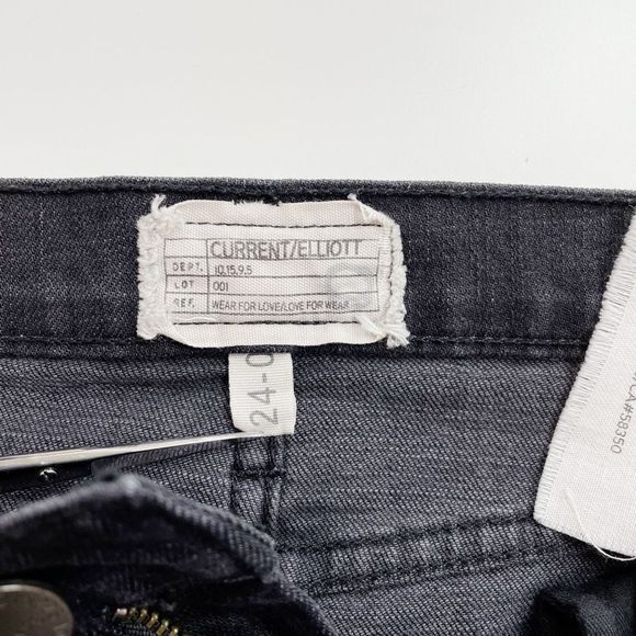 Current/Elliott Skinny Mini Denim Skirt Released Hem Drifter Washed Black 24 NWT - Picture 7 of 9